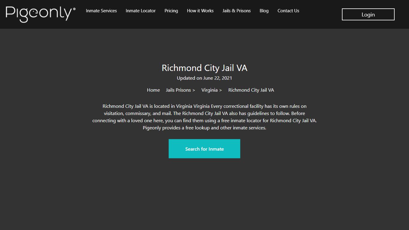 Richmond City Jail VA Inmate Lookup | Virginia